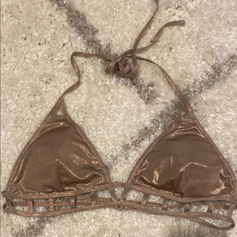 Kendall & Kylie Brown Triangle Bikini with Decorative Trim